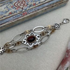 Brighton Tigers Eye Gold and Silver Bracelet in Tin